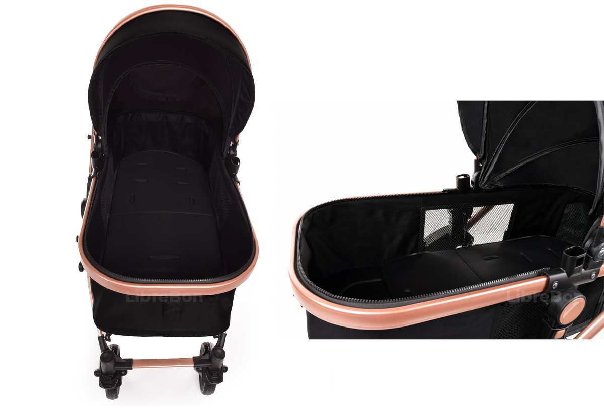 Librebon Baby Pram  Pushchair Buggy 3 in 1 Travel System With Car Seat Black