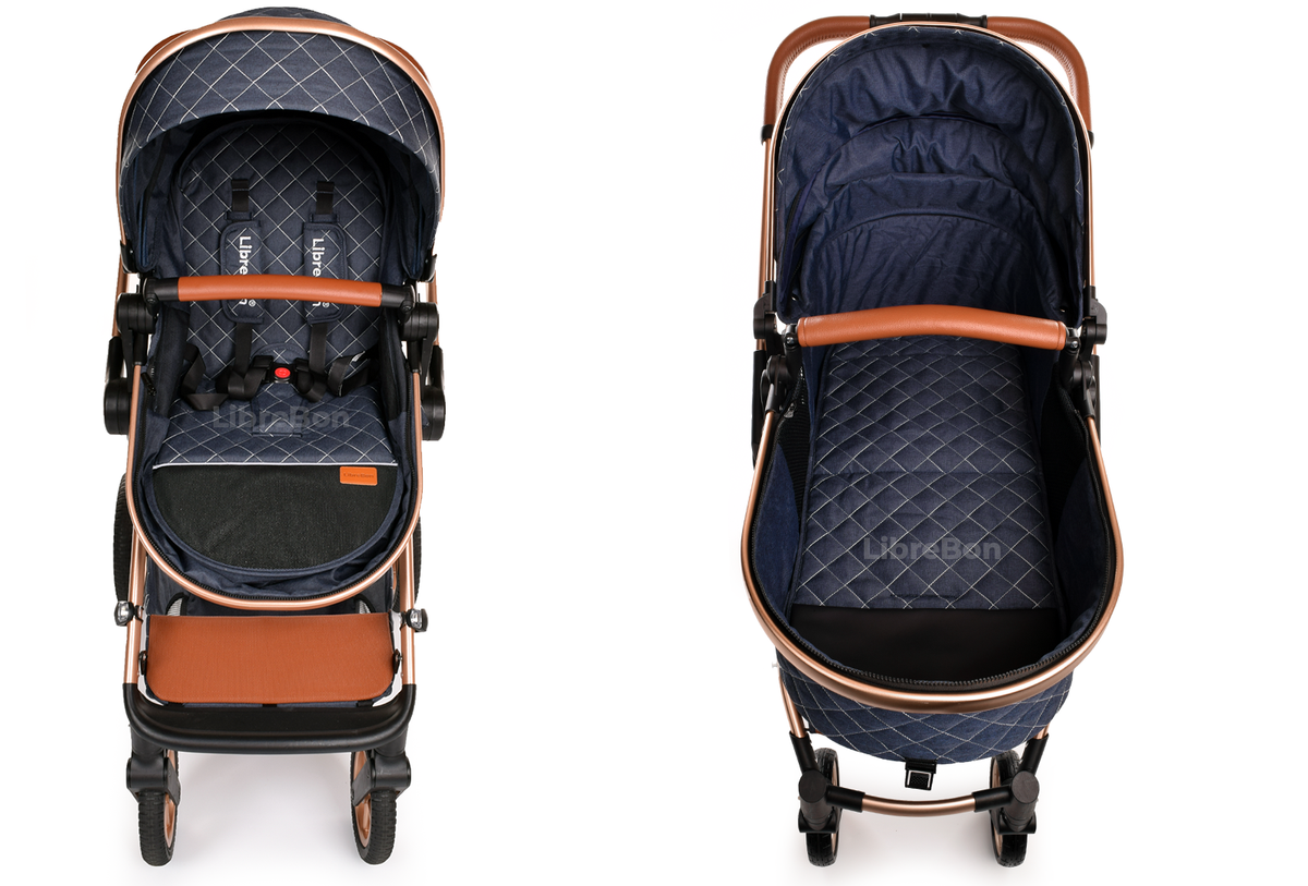 Librebon Baby Pram Buggy Travel System With Car Seat Blue Denim