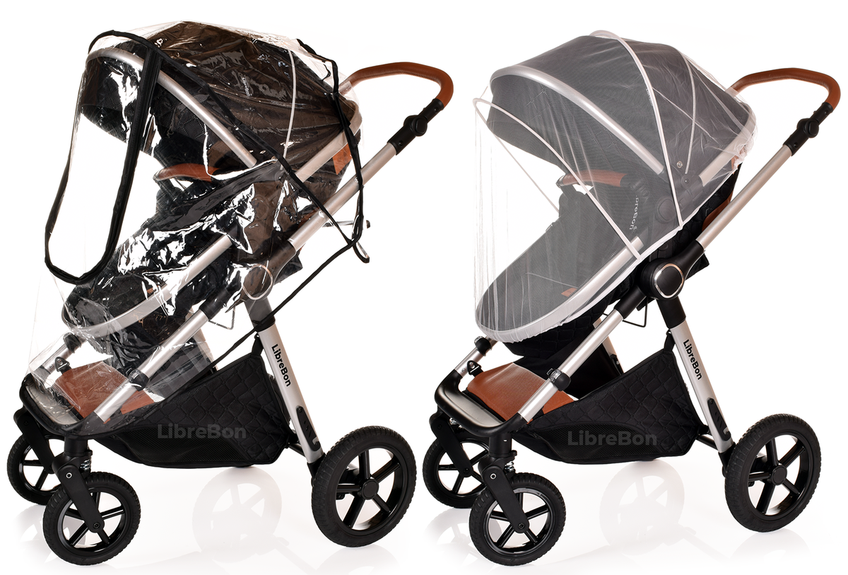 Librebon Baby Pram Buggy Travel System With Car Seat Black Silver