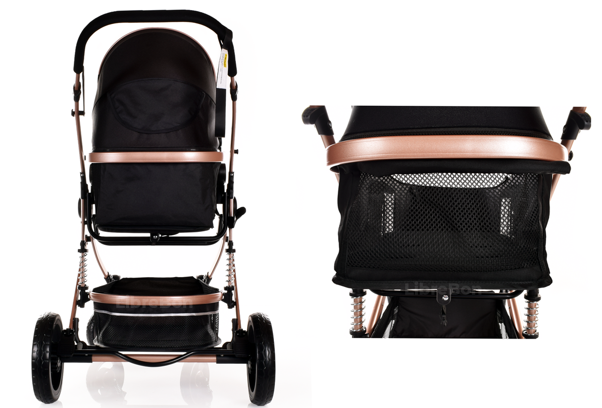 Librebon Baby Pram  Pushchair Buggy 3 in 1 Travel System With Car Seat Black