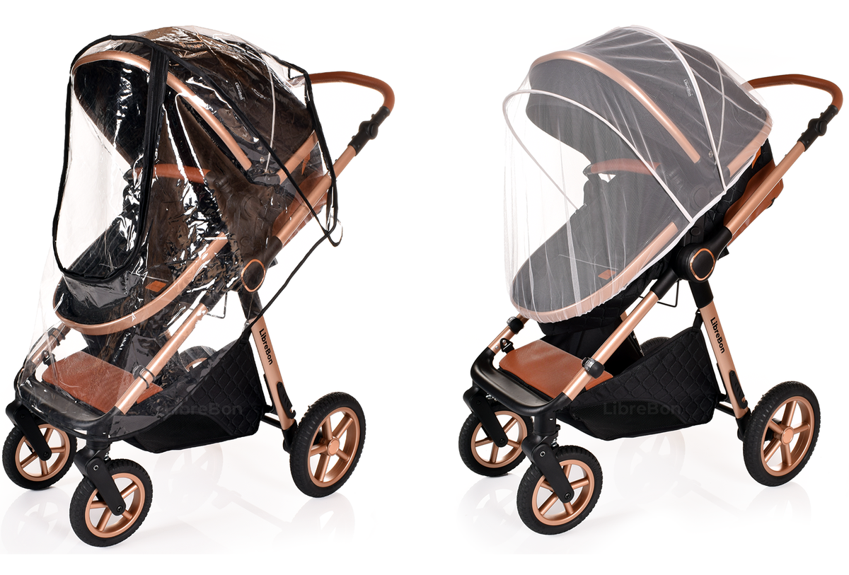 Librebon Baby Pram Buggy Travel System With Car Seat Black Gold