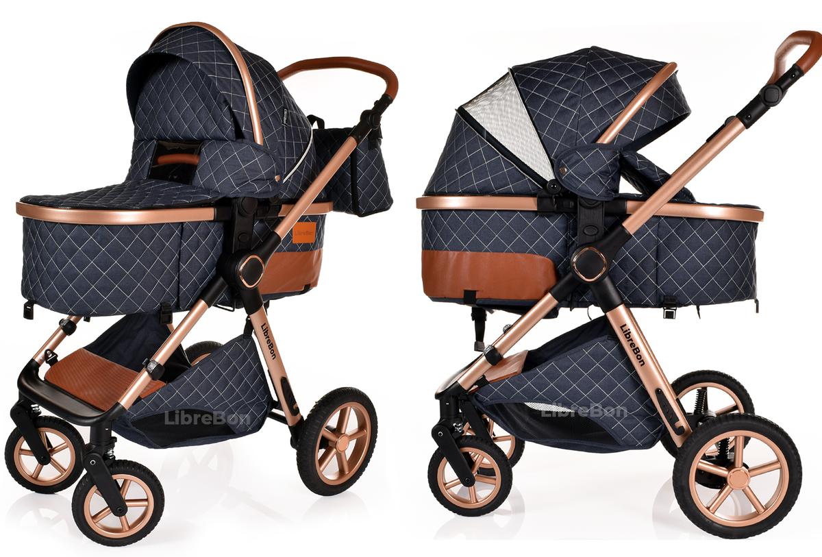 Librebon Baby Pram Buggy Travel System With Car Seat Blue Denim