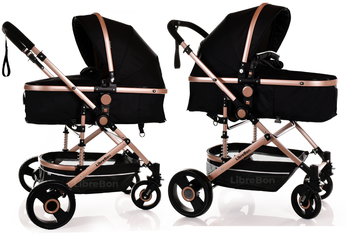 Librebon Baby Pram  Pushchair Buggy 3 in 1 Travel System With Car Seat Black