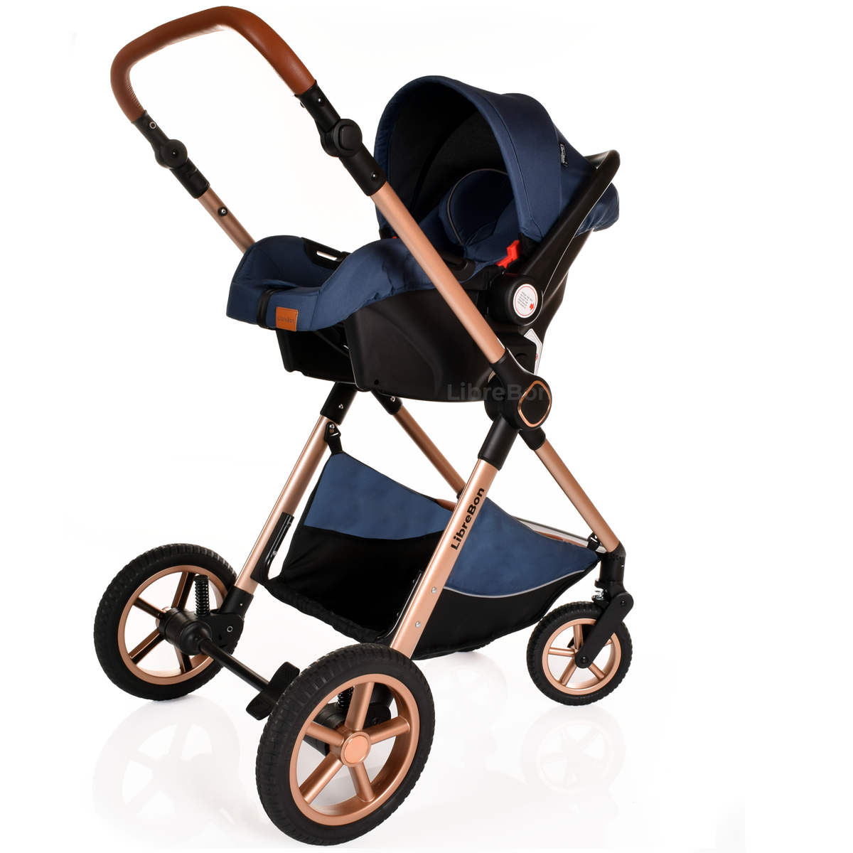 Librebon Baby Pram Pushchair Foldable Buggy Travel System With Car Seat From Birth Blue Gold