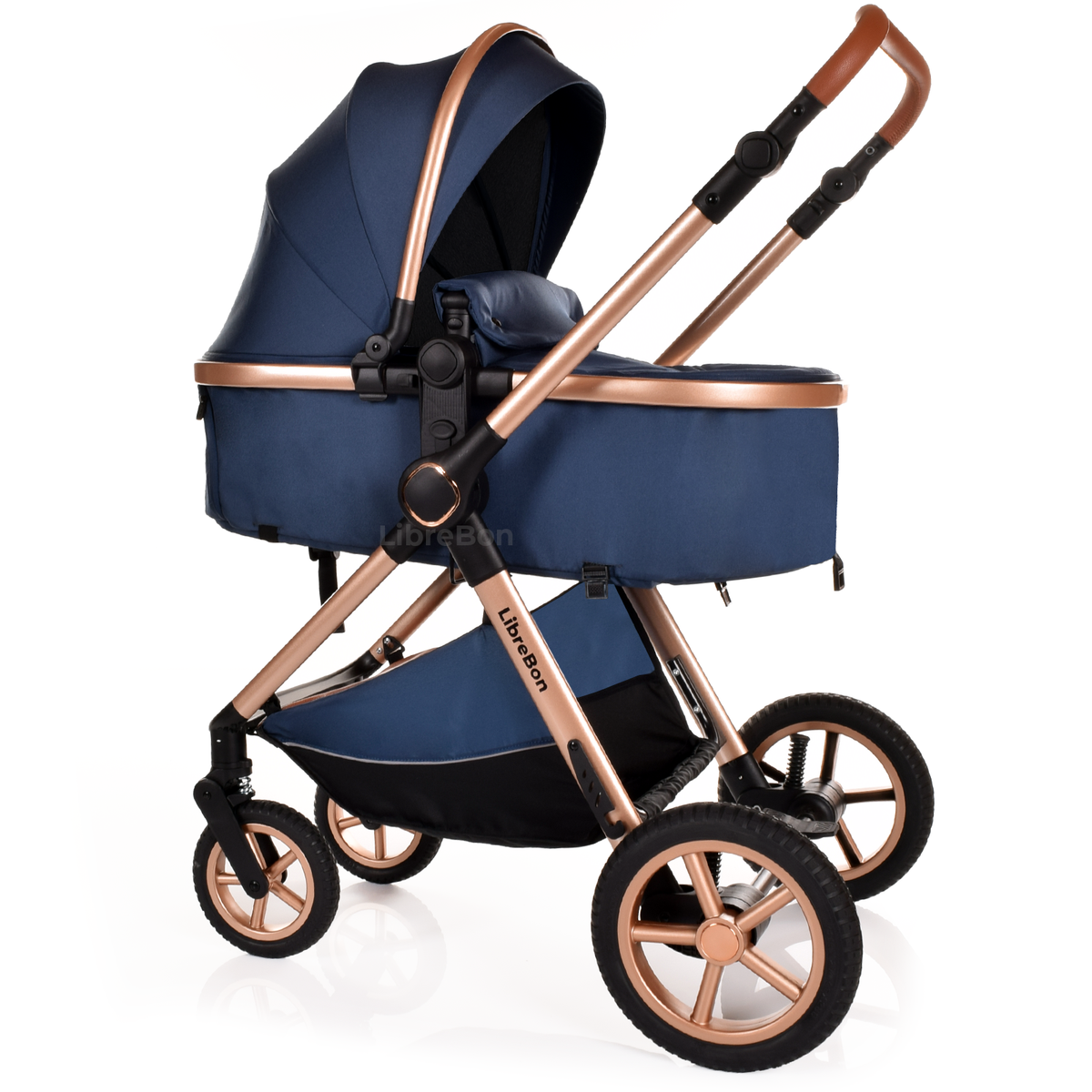 Librebon Baby Pram Pushchair Foldable Buggy Travel System With Car Seat From Birth Blue Gold