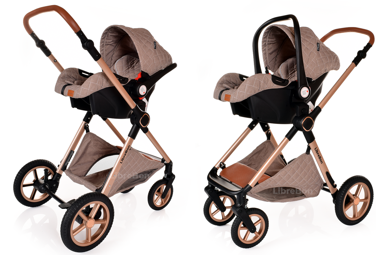Librebon Baby Pram Buggy Travel System With Car Seat Beige