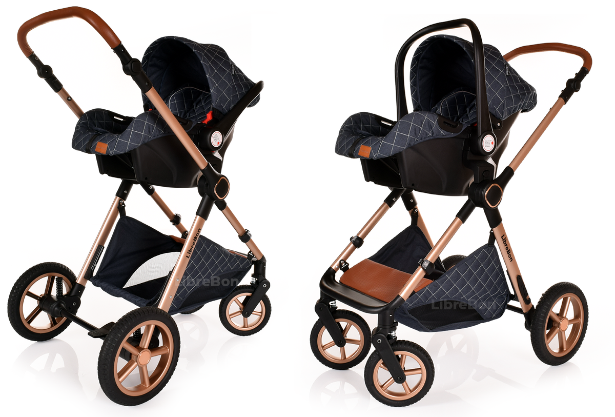Librebon Baby Pram Buggy Travel System With Car Seat Blue Denim