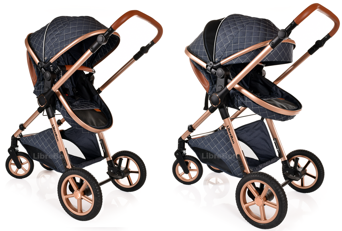 Librebon Baby Pram Buggy Travel System With Car Seat Blue Denim