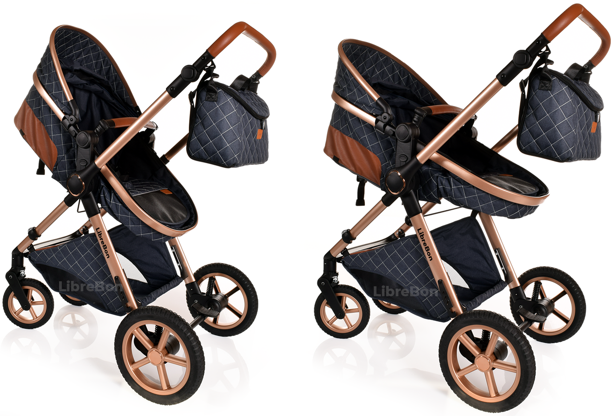 Librebon Baby Pram Buggy Travel System With Car Seat Blue Denim