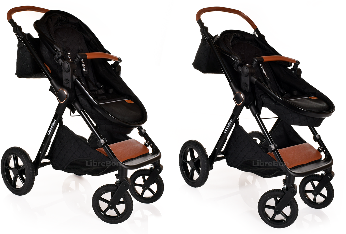 Librebon Baby Pram Buggy Travel System With Car Seat Black Black