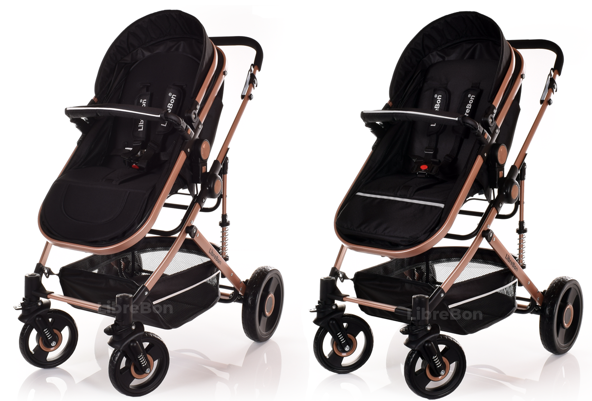 Librebon Baby Pram  Pushchair Buggy 3 in 1 Travel System With Car Seat Black