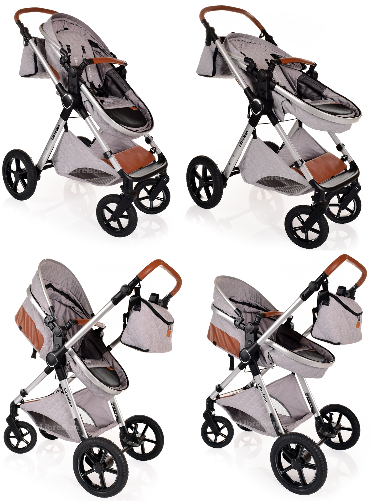 Librebon Pram Buggy Travel System With Car Seat Light Grey