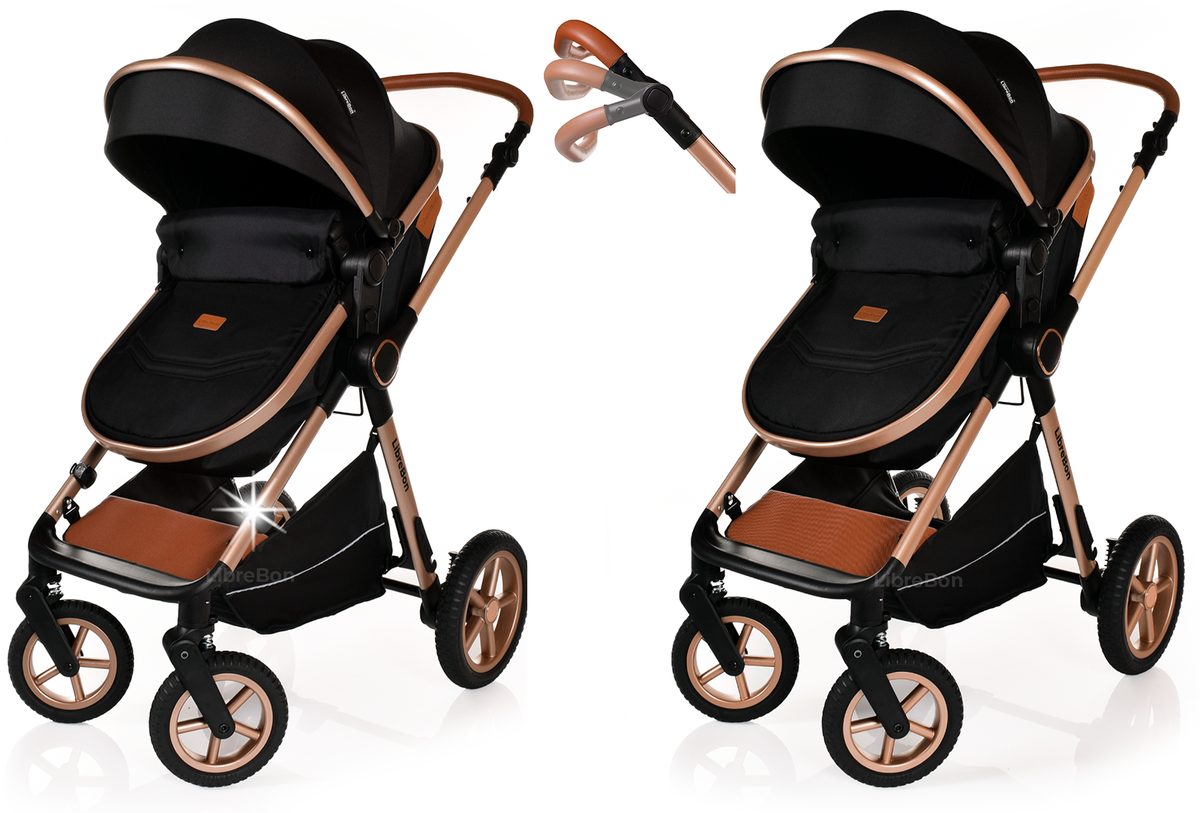 Librebon Baby Pram Pushchair Foldable Buggy Travel System With Car Seat From Birth Blue Gold