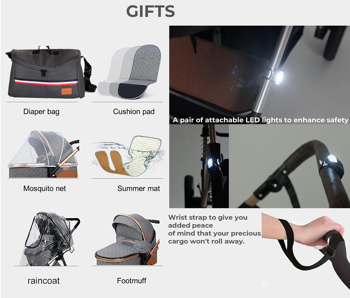 Librebon Baby Pram Buggy Travel System With Car Seat Black Silver