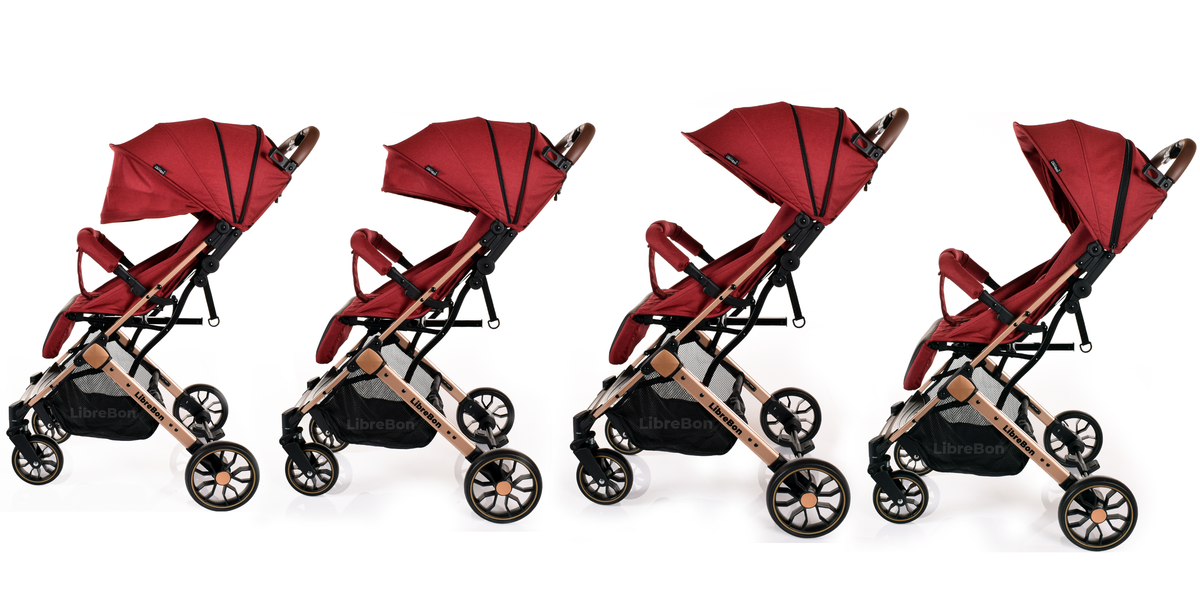Librebon Lightweight  Baby Stroller Pram Foldable Travel Buggy Four Seasons Pushchair Red